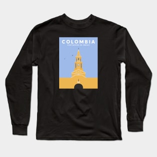 Cartagena, Colombia Clock Tower Travel Poster Long Sleeve T-Shirt